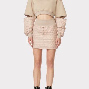 Herve by Herve Leger Mushroom Beige Quilted Mini Skirt Size XS NWT $175